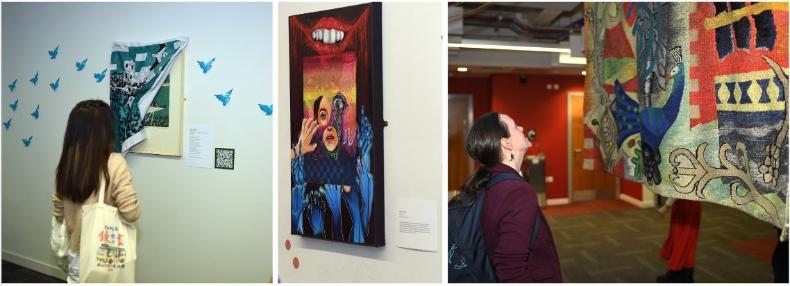 Photographs from the launch of the ‘Through a Bird’s Eye View: Looking at Perspective' undergraduate exhibition